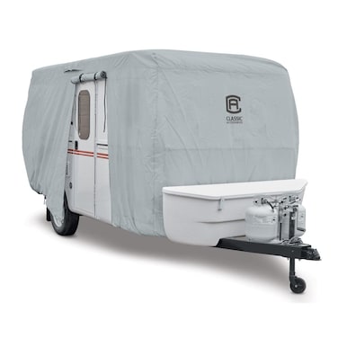 Classic Accessories Over Drive PermaPRO Molded Fiberglass Travel Trailer Cover, Fits up to 8' - 10' RVs, RV Cover, Camper Cover, Travel Trailer Cover