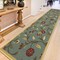 Machine Washable Floral Leaves Design Non-Slip Rubberback 3x10 Traditional Runner Rug for Hallway, Kitchen, Bedroom, Living Room, 2&#39;7&quot; x 9&#39;10&quot;, Seafoam Green
