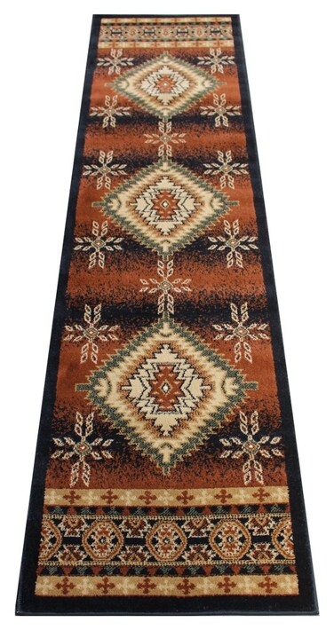 Native American Rug Runner 2 Feet X 7 Feet 3 Inch Black Bellagio 357