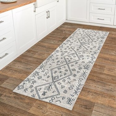 nuLOOM Paige Machine Washable Moroccan Motif Runner Rug, 2' 8" x 8', Gray