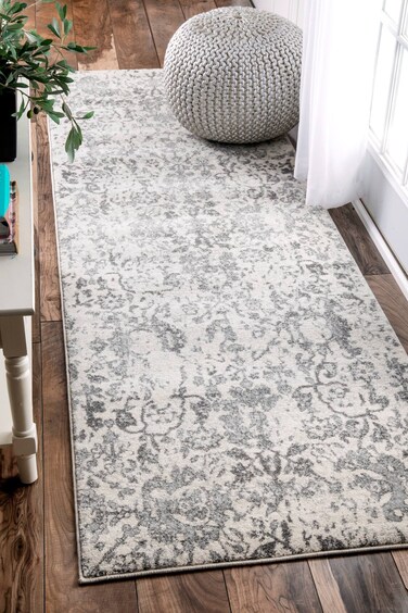 nuLOOM Floral Damask Rosemary Runner Rug, 2' 8" x 8', Grey, Runner