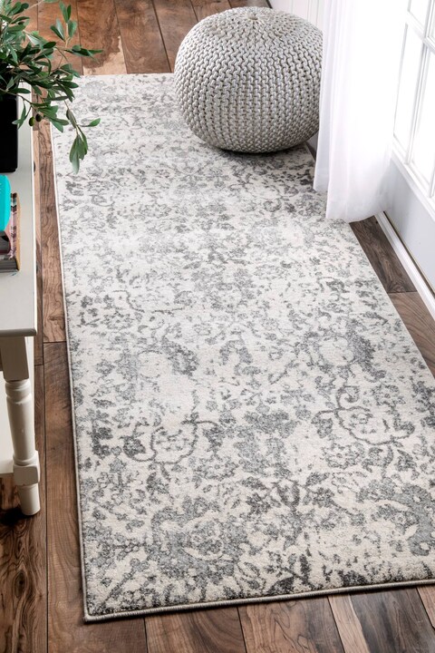 nuLOOM Floral Damask Rosemary Runner Rug, 2&#39; 8&quot; x 8&#39;, Grey, Runner