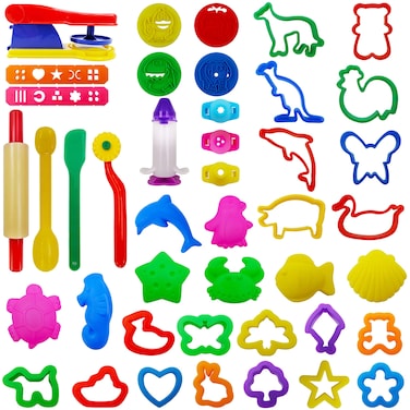FRIMOONY Plastic Dough Tools, Various Animal Molds, Rolling Pins, for Creative Dough Cutting, 45 PCS