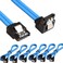 Relper-Lineso 6 Pack 90 Degree Right-Angle SATA III Cable 6.0 Gbps with Locking Latch 18Inch (6X Sata Cable Blue)