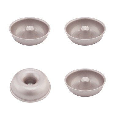 CHEFMADE Mini Donut Cake Pan Set, 3-Inch 4Pcs Non-Stick Ring Doughnut Bakeware for Oven and Instant Pot Baking (Champagne Gold)