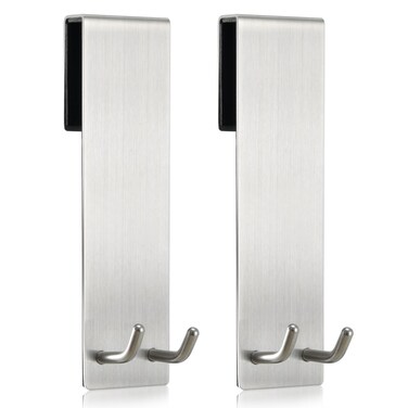 Happyiren Shower Door Towel Hook Extended Length, No Drilling &amp; Adhesive Needed Stainless Steel Bathroom Hangers for Frameless Shower Stall Wall