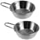 Dadamong 2-Pack Makgeolli Bowls, 304 Stainless Steel Korean Traditional Bowls Rice Wine Bowl with Handle, Hiking Soup Dish, Food Bowl Camp Cup, 4.7 Inch, 10 Ounces (Silver)