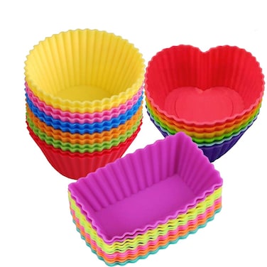 Silicone Baking Cups Muffin Cupcakes Liners Molds Sets in Storage Container Silicone Lunch Box Dividers Bento Box Accessories -36 Pack