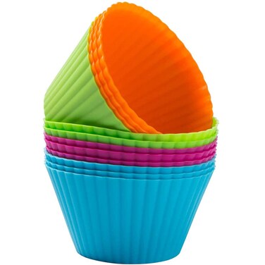 Webake Jumbo Silicone Muffin Cups, 3.5 Inch Jumbo Silicone Baking Cups Reusable Cupcake Liners Nonstick Large Cake Cups Set Stand Alone Cupcake Holder, 12 Pack Auto Cup Holder Liner