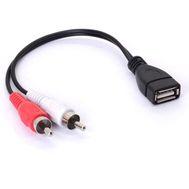 PIIHUSW USB to RCA Cable, USB A 2.0 Female to 2 RCA Male Jack Y Splitter Audio Video AV Composite Adapter Cable (20 cm)