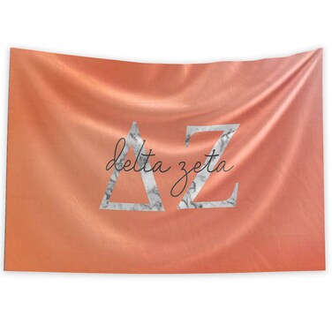 Pro-Graphx Delta Zeta Greek Sorority &amp; Fraternity Flag Officially Licensed, Tapestry, Display Banner, Sign, Letter Pattern Large Decor - 3 feet x 5 feet - Peach and White Marble