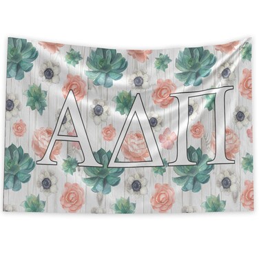 Pro-Graphx Alpha Delta Pi Greek Sorority &amp; Fraternity Flag Officially Licensed, Tapestry, Display Banner, Sign, Letter Pattern Large Decor - 3 feet x 5 feet - Succulents Floral