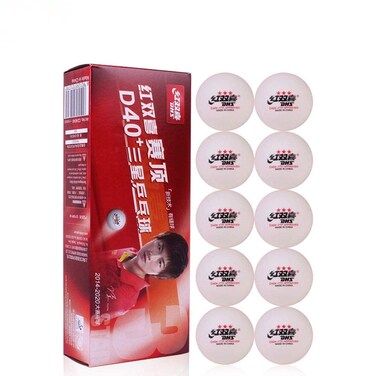 DHS ABS D40+ 3-Star White Table Tennis Balls, 10 / Box