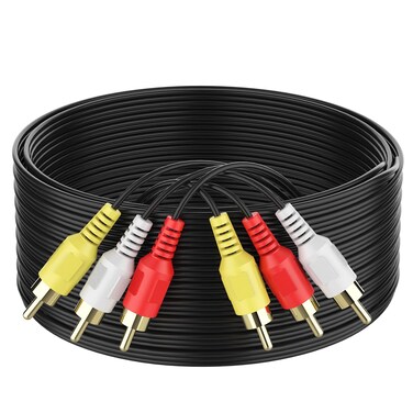 Abireiv Audio Video RCA Cable, 10FT 3RCA to 3RCA Composite AV Cable Compatible with Set-Top Box, Speaker, Amplifier, DVD Player, 24K Gold Plated