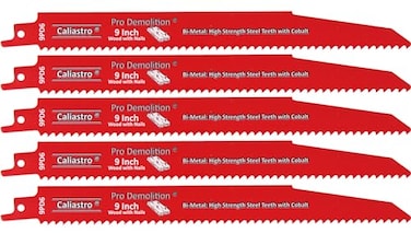 9-Inch Wood with Nails Demolition Reciprocating Saw Blades Made of Long Lasting Bi-Metal with Cobalt Teeth for Reciprocating/Sawzall Saws - 5 Pack - Caliastro