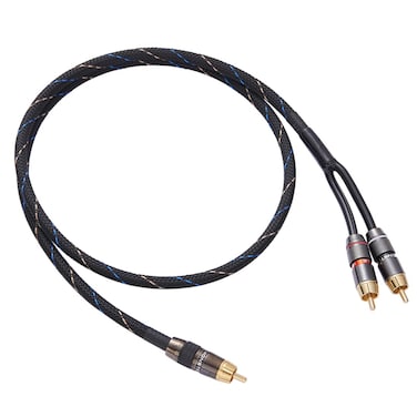 JORZOR Audiophile RCA to 2RCA Subwoofer Cable,1 RCA Male to 2 RCA Male Audio Cable RCA Y-Adapter,Oxygen-Free Copper,Nylon Braided Jacket (5M(16.5FT)) (RANHANG1)