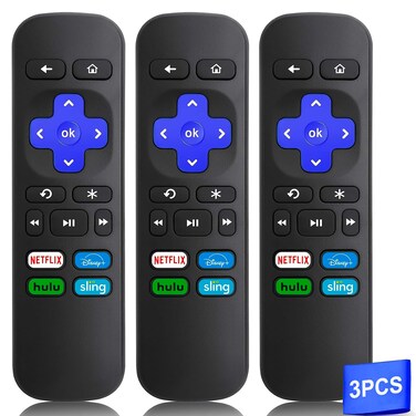 3 Pack Replaced Remote Control Only for Roku Box, Remote Control Roku 1/2/3/4, HD,LT,XS,XD, for Roku Express/+, Premiere/+ (NOT for Roku Stick and Roku TV)