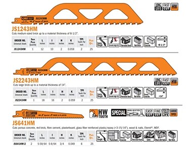 CMT USA, Inc. JS1243HM CMT 2 TPI Carbide Reciprocating Saw Blade for Bricks, 10