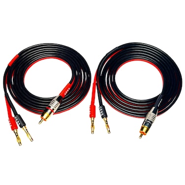 CESS-024-6f Speaker Cable with RCA Plug to 4mm Banana Plug, Pure Copper Gold-Plated Connectors, 400 Strands Tinned Copper Wire, Soft Silicone Rubber Cable (14AWG 6 Feet)