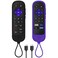 [2 Pack] Climberer Roku Voice Remote Pro (2nd Ed) Cover   Silicone Roku Rechargeable TV Remote Control Roku Remote Replacement #RCB1R Integrated Lanyard   (Black + Purple)