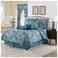 Waverly Moonlit Shadows Bohemian Medallion 4-Piece Reversible Quilt Set, King Bed Set with Quilt, 2 Pillow Shams, and Bed Skirt, Lightweight and Machine Washable, Lapis