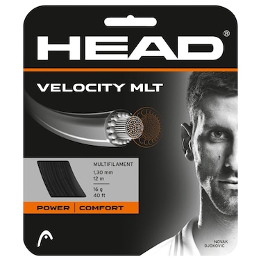 Head Velocity MLT Tennis Racket String 40' Set Multifilament Racquet String - Black, 16 Gauge