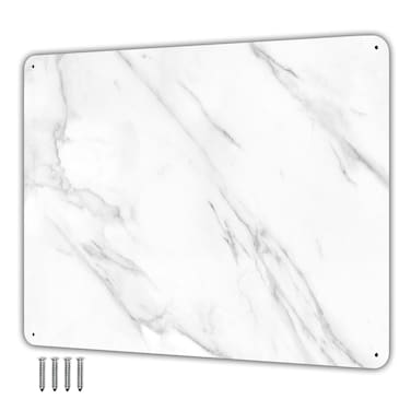 9.5 inches x 6.5 inches Stainless Steel Plate for Magnets, 3M Adhesive Back, Mounting Screws, Ideal for Magnetic Shelf, Spice Holders, Fridge Magnets. Mount Anywhere! (Carrara Marble, 1 Pack)