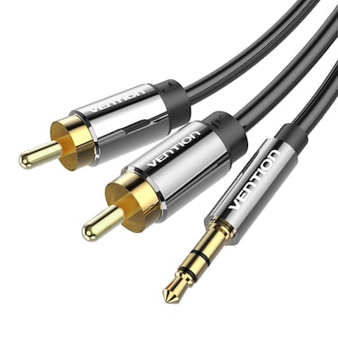 VENTION RCA to 3.5mm, 3.5mm to RCA Cable 2-Male RCA to 3.5mm Male Retro Aux Cable with Copper-Plated Metal Head and Nylon Braid - Dual Shielded Stereo Audio Adapter Y Cord for Smartphone and Laptop