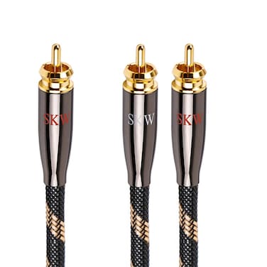 SKW RCA Y Splitter Cable 1 Male to 2 Male Subwoofer Cord, BG Series Ultra-high Purity Copper RCA Y Cable with OD 7.0mm, Multiple Shield Stereo Audio Cable for Subwoofer, Home Theater 9.8ft (3M)