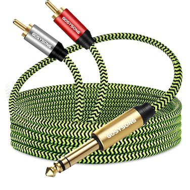 GOSYSONG RCA to 1/4 Cable 15ft, 1/4 TRS to RCA Y Splitter Cable, 1/4 to Dual RCA Audio Cable
