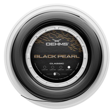 OEHMS Black Pearl Classic   200m (660ft) Reel   Round Co-Poly Tennis Racket String   &Atilde;&tilde; 1.29mm (16)