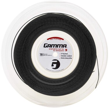 Gamma Sports Synthetic Gut with Wearguard Tennis String Reel, Black, 660'/16g