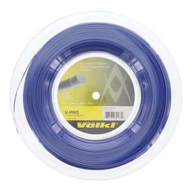 Volkl V-Pro   Tennis Racquet String   Durability &amp; Firm Feel   Smooth Co-Polymer String (Blue, 16G, Reel)