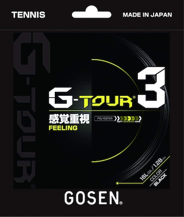 GOSEN G-Tour 3, 16L Black 40' Good Feeling at Impact, Polyester Tennis String