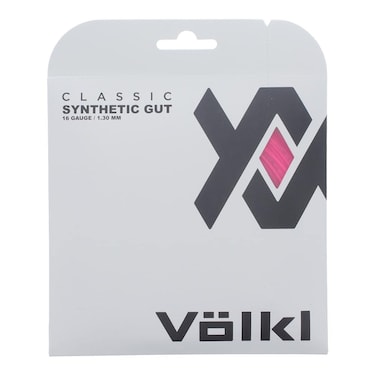 Volkl Classic Synthetic Gut   Tennis Racquet String   All Around   Nylon-Based Center Core (Pink, 16G, Set)