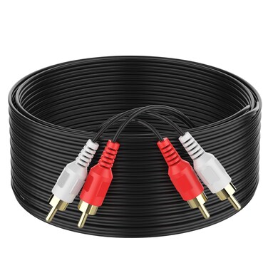 Abireiv RCA Cable 15ft,2RCA M/M Stereo Audio Cable [24K Gold Plated   Copper Core] 2RCA Male to 2RCA Male.for Home Theater, HDTV, Amplifiers, Hi-Fi Systems,Speakers