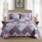 HoneiLife Quilt Set Queen Size - 3 Piece Microfiber Reversible Bedspreads Patchwork Coverlets Floral Bedding Set All Season Quilts with Geometric and Little Rose Print Pattern