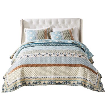 Greenland Home Thalia Quilted Bedding Set, 3-Piece Full/Queen, Blue, One Set