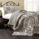 Lush Decor Aubree Quilt Paisley Damask Print Pattern Reversible 3 Piece Lightweight Bedding Blanket Bedspread Set, King, Black &amp; White