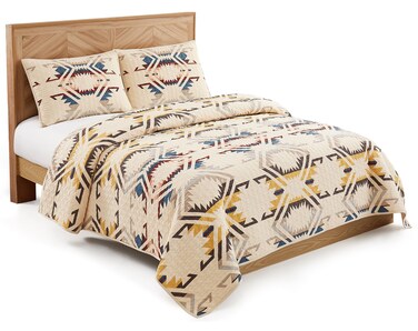 PENDLETON 37508 White Sands Full-Queen Cotton Coverlet Set Ultra Soft Reversible Lightweight Layering Quilt Blanket Bedding Easy Care Machine Washable 3-Piece Quilt Set, Full/Queen, Sandshell