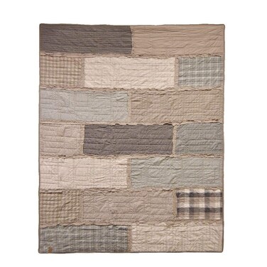 Donna Sharp King Quilt - Smoky Cobblestone Cotton Contemporary Quilt with Patchwork Pattern - Machine Washable
