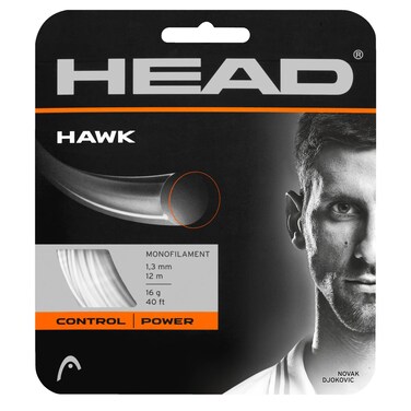 HEAD Hawk Tennis Racket String 40' Set - 18 Gauge Monofilament Racquet String, White