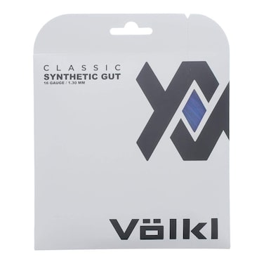 Volkl Classic Synthetic Gut   Tennis Racquet String   All Around   Nylon-Based Center Core (Blue, 16, Set)