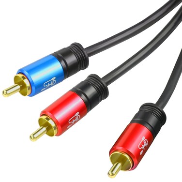 SHD RCA to 2RCA Subwoofer Cable Audio Cable 2RCA to 1RCA Bi-Directional RCA Y Adapter Premium Sound Quality Dual Shielded with Gold Plated Connectors-20Feet