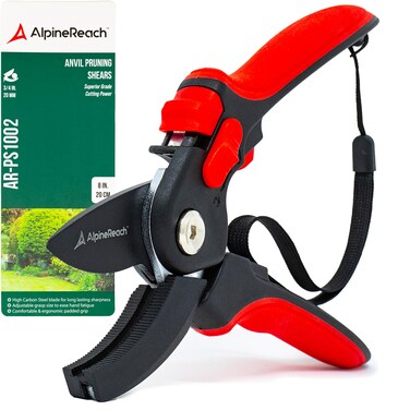 AlpineReach Anvil Pruning Shears for Gardening, Sharp Ergonomic Pruners, Heavy Duty High Carbon Steel Blade Plant Cutting Clippers, Adjustable Soft Handle for Small &amp; Large Hands, Secateurs, Gift