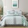 Y-PLWOMEN King Size Quilt, 100% Cotton Lightweight Soft King Quilt, Green Grey White Quilted Bedspread, Patchwork Reversible Quilt Bedding Set All Season, 3-Pieces