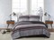 London Fog Warren Stripe Grey and Black Polyester 3-Piece Full/Queen Quilt Set, Stripe, 100% Polyester, for Men and Women, Oeko-TEX Certified Confidence