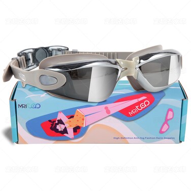MRLTOP Swimming Goggles for Adults &amp; Kids 8+: Anti-Fog, UV380, Leak-Proof, Comfort Fit, with Ear Plugs &amp; Nose Clip(Grey), Large