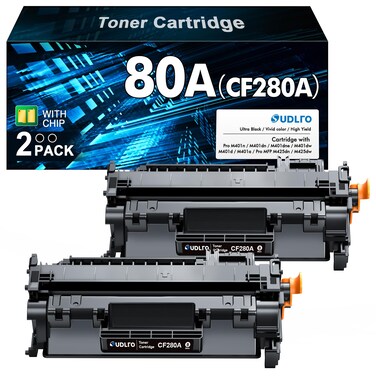 80A Toner Cartridge Black - High Yield Replacement for - HP 80A CF280A 80X CF280X to Compatible with Laserjet Pro 400 M410 M401D M401A M401N M401DN M401DW M425DW M425DN Printer (2 Pack)