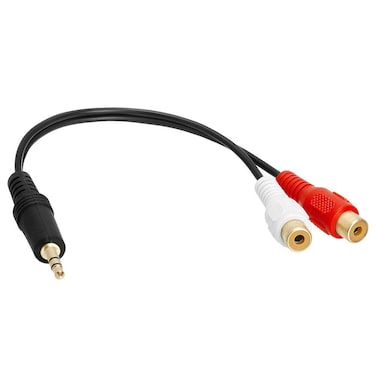 6Inch 3.5mm Stereo Male to 2 RCA Female Cable, (Red &amp; White)
